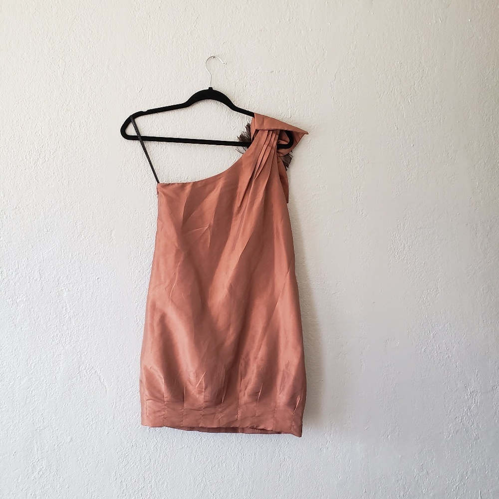 TWELVE BY TWELVE RUST/COPPER ONE SLEEVE DRESS.‎ - Picture 2 of 7